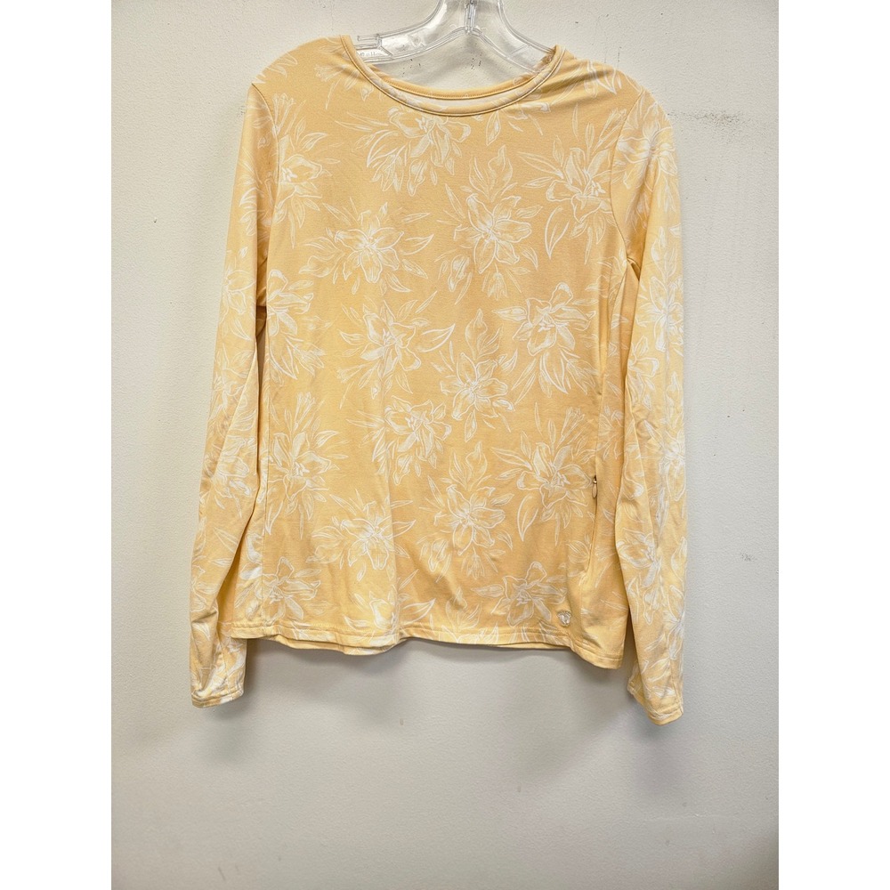 Hang Ten Womens UPF 50+ Sun Shirt Yellow Floral Long Sleeve Rash Guard Size M